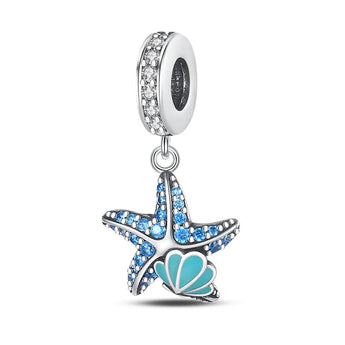 Sterling Silver Glow In The Dark Blue Starfish Charm