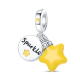 Sterling Silver Yellow Glow In The Dark Star Charm
