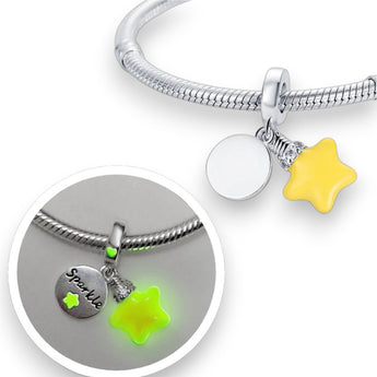 Sterling Silver Glow In The Dark Yellow Star Charm