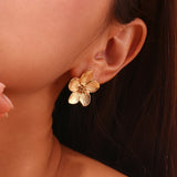 Amnesia Jewellery | Gold Plated Stainless Steel Azalea Flower Earrings