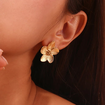 Amnesia Jewellery | Gold Plated Stainless Steel Azalea Flower Earrings