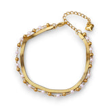 Amnesia Jewellery | Gold Plated Stainless Pearl Herringbone Anklet
