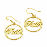 Gold Plated Sterling Silver Personalised Name Hoop Drop Earrings