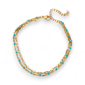 Amnesia Jewellery | Gold Plated Stainless Coral Paperclip Anklet