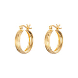 18ct Gold Plated Rippled Hinged Hoops, 925 Sterling Silver