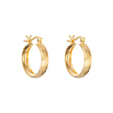 18ct Gold Plated Rippled Hinged Hoops, 925 Sterling Silver