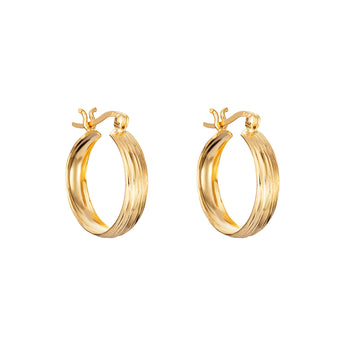 18ct Gold Plated Rippled Hinged Hoops, 925 Sterling Silver