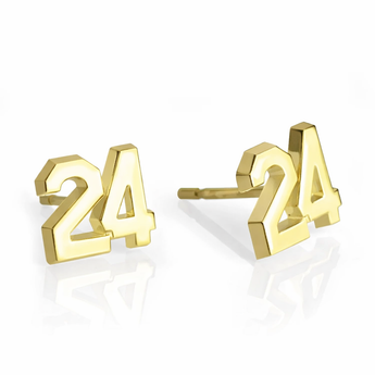 Gold Plated Sterling Silver Bold Sports Number Earrings