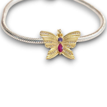 Gold Plated Sterling Silver Butterfly Dangle Charm