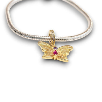 Gold Plated Sterling Silver Butterfly Dangle Charm