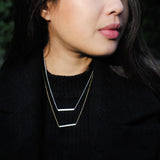 Gold Plated Bar Necklace With Cubic Zirconia