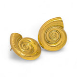 Pair of gold Plated Conch shape earrings on a white background