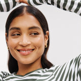 18ct Gold Plated Ribbed Hoop Earrings, 925 Sterling Silver