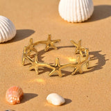 Amnesia Jewellery | Starfish cuff bracelet Gold Plated Or Stainless Steel. Discover the beauty of the ocean with our Starfish Cuff Bracelet, crafted from 18ct gold plated stainless steel or stainless steel. Tarnish free and waterproof. Shop now for quality Jewellery/Jewelry!