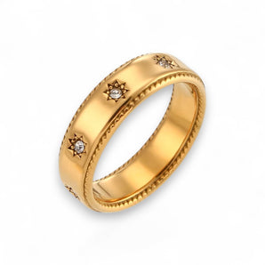 Amnesia Jewellery | Gold Plated Stainless Steel CZ Golden Star Ring