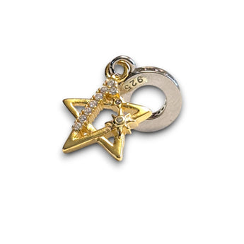 Gold Plated  Sterling Silver Star with CZ  Dangle Charm