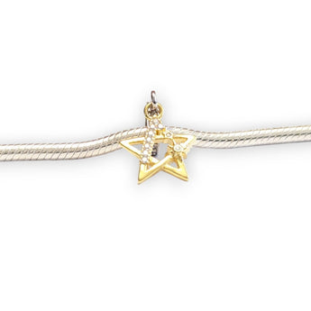 Gold Plated Sterling Silver Star with CZ  Dangle Charm