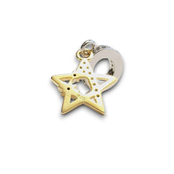 Gold Plated Sterling Silver Star with CZ  Dangle Charm