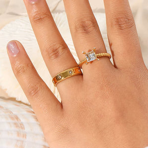 Amnesia Jewellery | Gold Plated Stainless Steel CZ Golden Star Ring