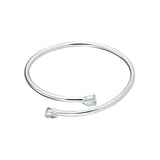 Sterling Silver Cuff Bangle Bracelet with Pear Shaped Cubic Zirconia's