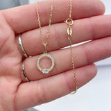 9ct Gold Cubic Zirconia Oval Drop Pendant Necklace