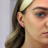 9ct Gold And Cubic Zirconia Hinged Hoop Earrings