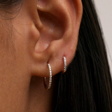 9ct Gold and Cubic Zirconia Hinged Hoop Earrings