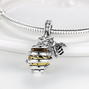 Sterling Silver Honeycomb Bumble Bee Charm