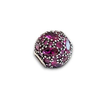 Hot Pink Sterling Silver Cubic Zirconia Bead Charm