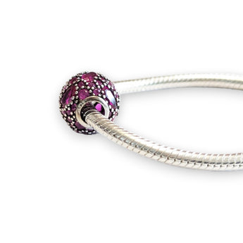 Hot Pink Sterling Silver Cubic Zirconia Bead Charm