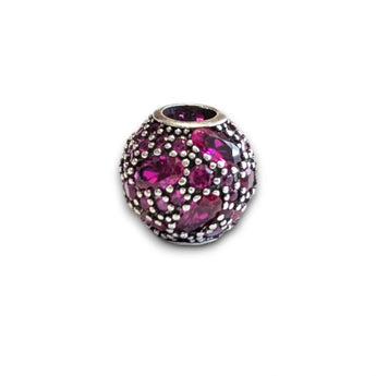 Hot Pink Sterling Silver Cubic Zirconia Bead Charm