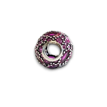 Hot Pink Sterling Silver Cubic Zirconia Bead Charm