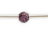Hot Pink Sterling Silver Cubic Zirconia Bead Charm