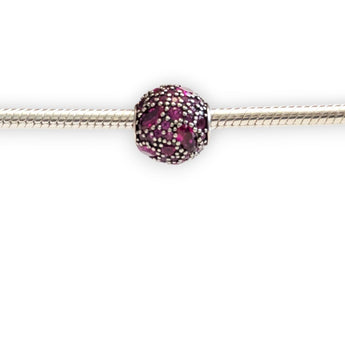 Hot Pink Sterling Silver Cubic Zirconia Bead Charm