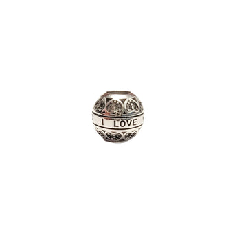 925 silver charm bead engraved with “I Love You”. Hypoallergenic, tarnish-resistant and compatible with European charm bracelets - perfect gifting jewellery.