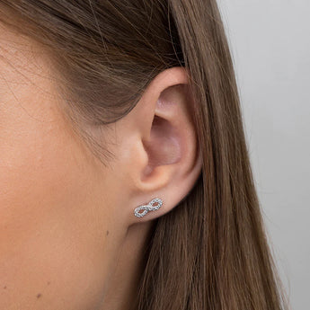 Sterling Silver Infinity Cubid Zirconia Stud Earrings 
