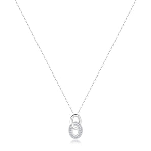 Cubic Zirconia Sterling Silver Interlocking Loop Necklace