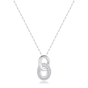 Cubic Zirconia Sterling Silver Interlocking Loop Necklace