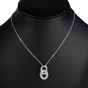 Cubic Zirconia Sterling Silver Interlocking Loop Necklace