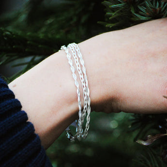 Sterling Silver Interwoven Snake Bracelet