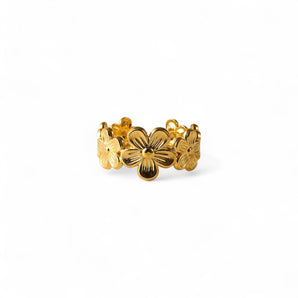 Amnesia Jewellery | Gold Plated Stainless Steel Isla Flower Ring