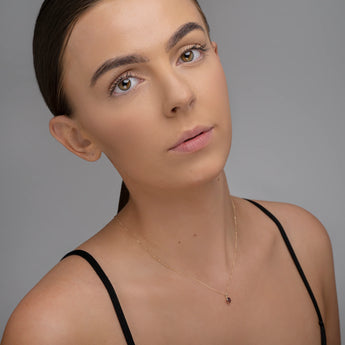 January Birthstone - Garnet Cubic Zirconia 9ct Gold Pendant Necklace