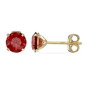 January Birthstone - Garnet Cubic Zirconia 9ct Gold Stud Earrings