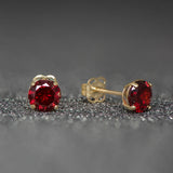 January Birthstone - Garnet Cubic Zirconia 9ct Gold Stud Earrings