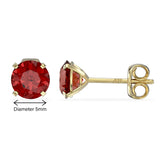 January Birthstone - Garnet Cubic Zirconia 9ct Gold Stud Earrings