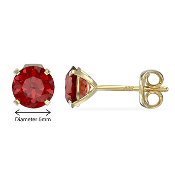 January Birthstone - Garnet Cubic Zirconia 9ct Gold Stud Earrings