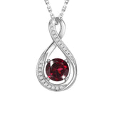 January Birthstone - Garnet Cubic Zirconia Sterling Silver Infinity Pendant Necklace