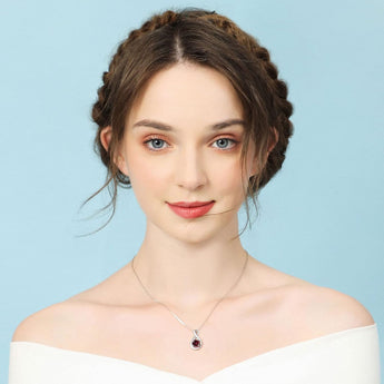 January Birthstone - Garnet Cubic Zirconia Sterling Silver Infinity Pendant Necklace