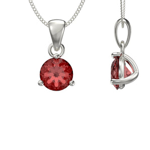 January Birthstone - Garnet Cubic Zirconia Sterling Silver Pendant Necklace