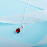January Birthstone - Garnet Cubic Zirconia Sterling Silver Pendant Necklace